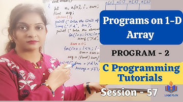 C-57- Program -2:Programs on 1-D Array in C|#1Darrayprograminc|#logicflow|#Cforbeginners|#arraysinc