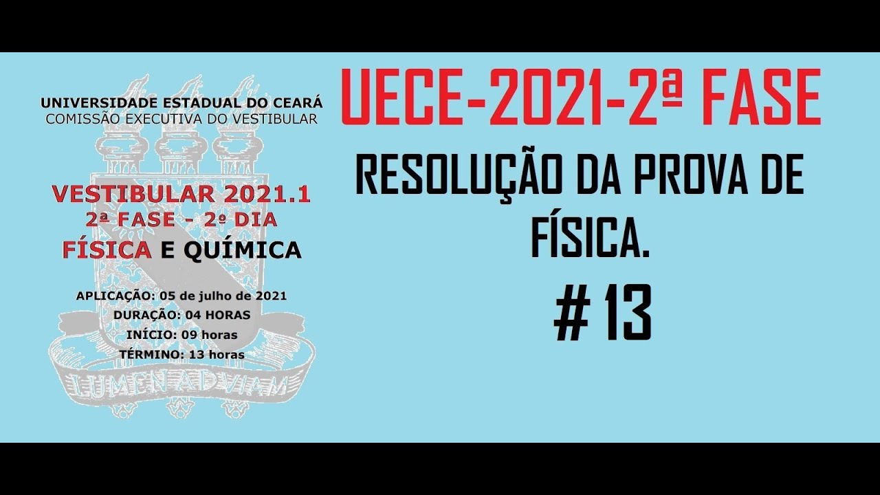 Resolução da prova de FÍSICA – UECE – 2021/1 – 2ª FASE Questão:13.