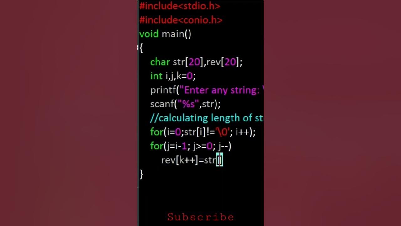 Program to reverse the string || without using strrev function || C++ ...