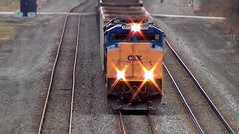 CSX SD70ACe Leads Big Train  Overhead View 4K