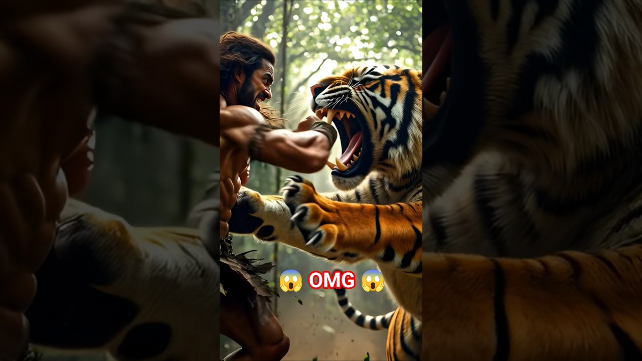 🐅 Tiger vs Jungle Man | Wild Survival Scene 😱🔥 