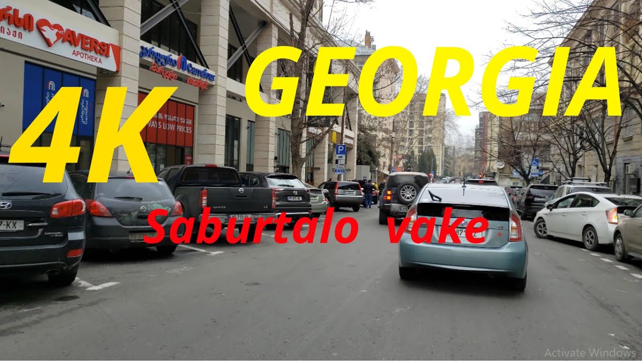 4K Georgia Tbilisi Daytime  Downtown Tourist area Saburtalo  vake - Photography on Electric scooter