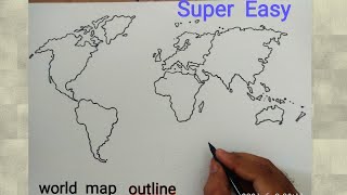 world map drawing easy I world map sketch I how to draw world map easily