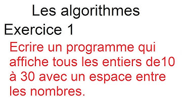 Exercice 1 sur les algorithmes  الخوارزميات مجموع الأعداد من 10 إلى 30