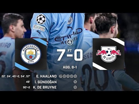 فوز مانشستر سيتي على لابيزغ 0 7 خماسية هالاند