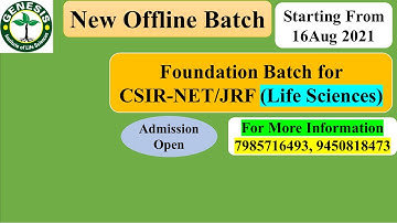 New Offline Batch for CSIR NET/JRF | Life science