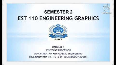 EST 110 ENGINEERING GRAPHICS- IMPORTANT TOPICS FROM PERSPECTIVE PROJECTION  Lecture : 20/5 /2020