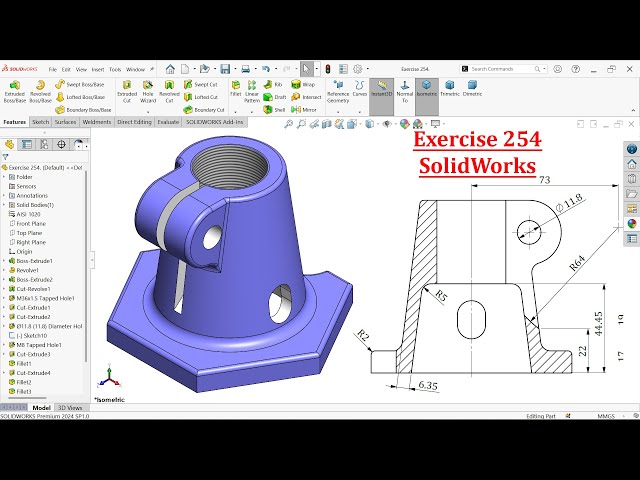 SolidWorks Tutorial For Beginners Exercise 254 - YouTube