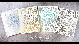 Faux Foiled Backgrounds with HoneyBee Stamps Snowfall Stencil | AmyR 2019 Christmas Series #1