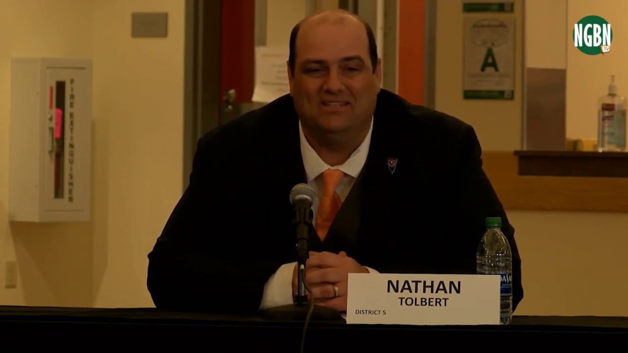 Nathan Tolbert delivers his closing remarks