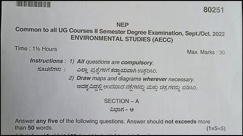 Environmental Studies B.A 2nd Semester NEP Question Paper Akkamahadevi Women