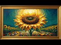 Sunflower Still Life Painting | Gold Frame TV Art | Sunny Living Room Screensaver - 2 Scenes