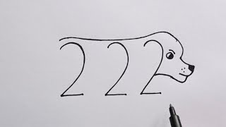Dog Drawing With 222 Number How To Turn 222 In Dog Drawing Easy
