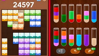 Block Blast Puzzle 🧩 VS Sort Em All Puzzle 🧪✨ All Levels Satisfying Gameplay 🎮🔥 screenshot 4