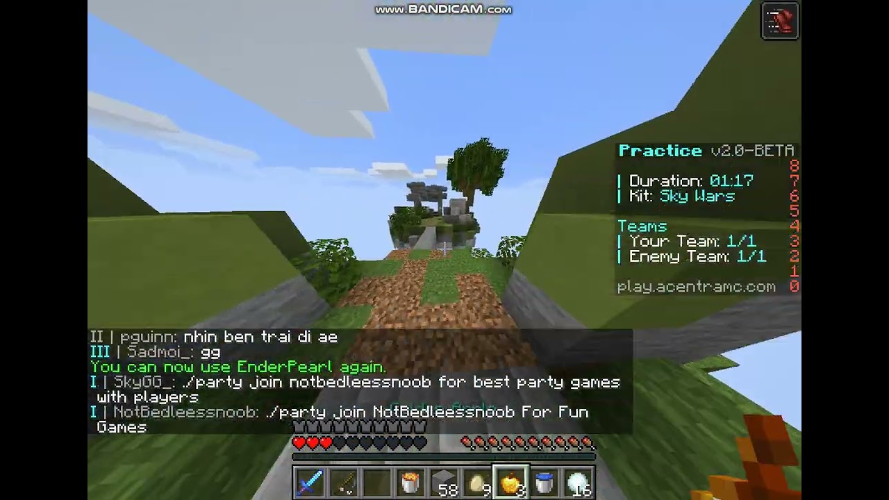I played skywars duel with my friend but He had hex