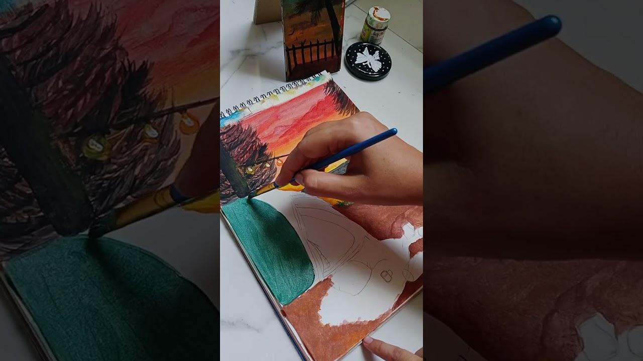 How to draw tent easy way/temporary  house tutorial  