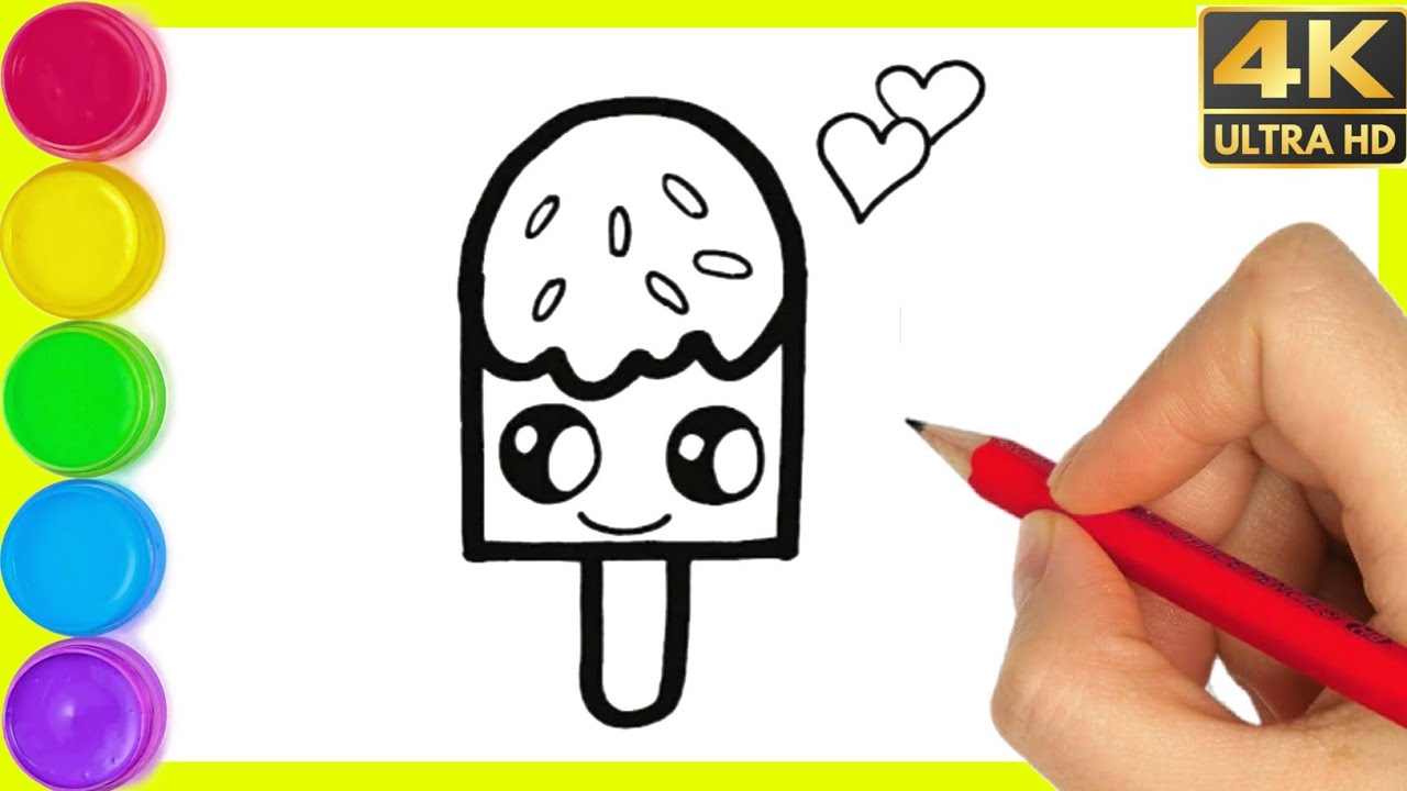 How to draw a cute ice cream drawing | Step by step beautiful ice cream colour drawing for beginners