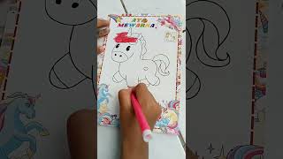 belajar mewarnai gambar kuda poni dengan spidol#shorts