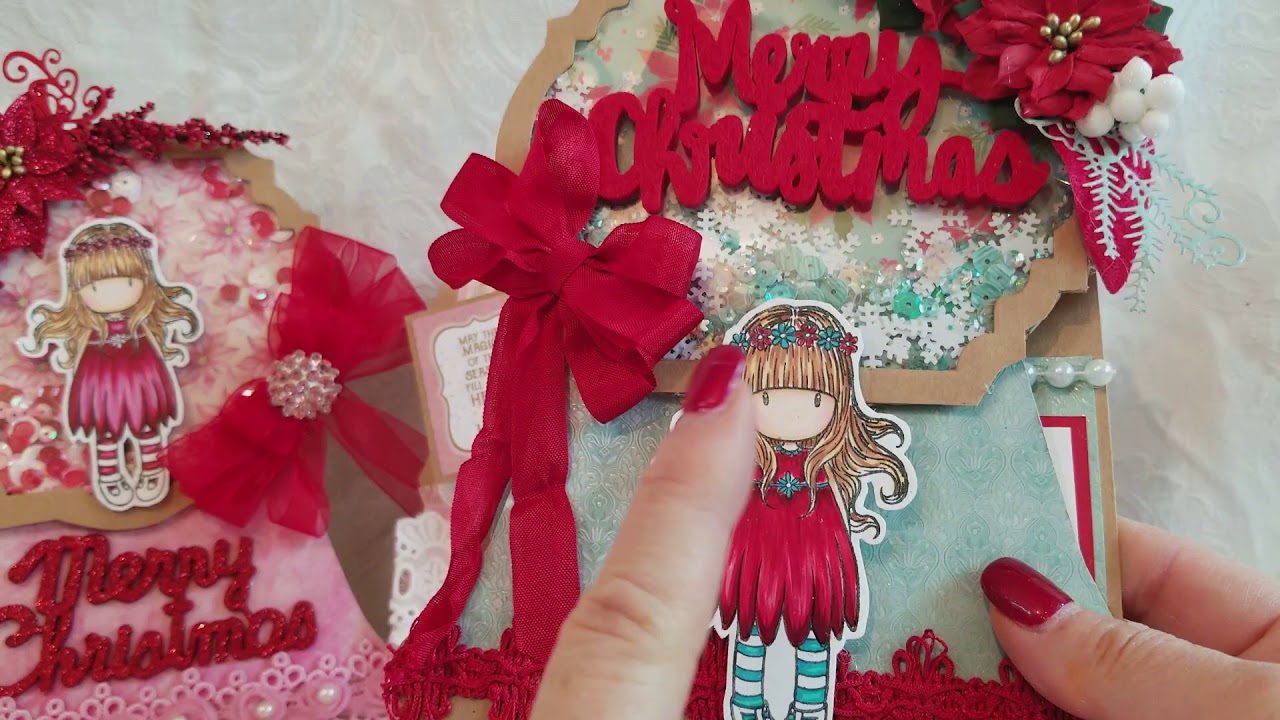 Magnolia Tilda and Gojuss Girl Christmas Shaker cards altered state of consciousness