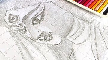 Mesmerizing Drawing Of Goddess Durga/durga drawing step by step/maa durga Outline Tutorial drawing