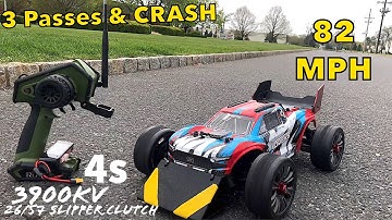 Arrma Vorteks 4s back to back Speed runs  82 MPH 26/57 gearing and CRASH watch till end
