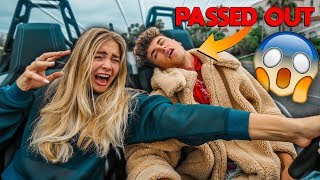 PASSED OUT WHILE DRIVING PRANK ON GIRLFRIEND! *SHE CRIES*