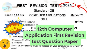 12th Computer Application First Revision test Question Paper 2024