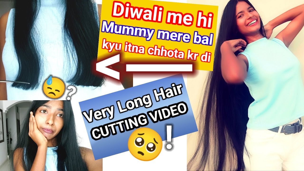 Very Long Hair Cutting Video🥺 || Diwali Me Hi Mummy Mere Bal Kyu Itne Chhote Kr Di😰