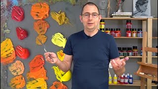 Mixing orange with acrylics. Color mixing for beginners.