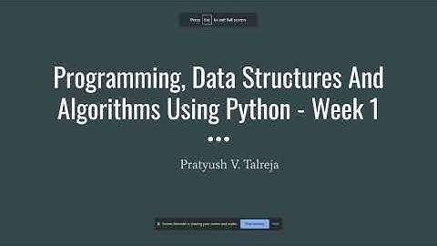 Week 1 - Programming, Data Structures And Algorithms Using Python