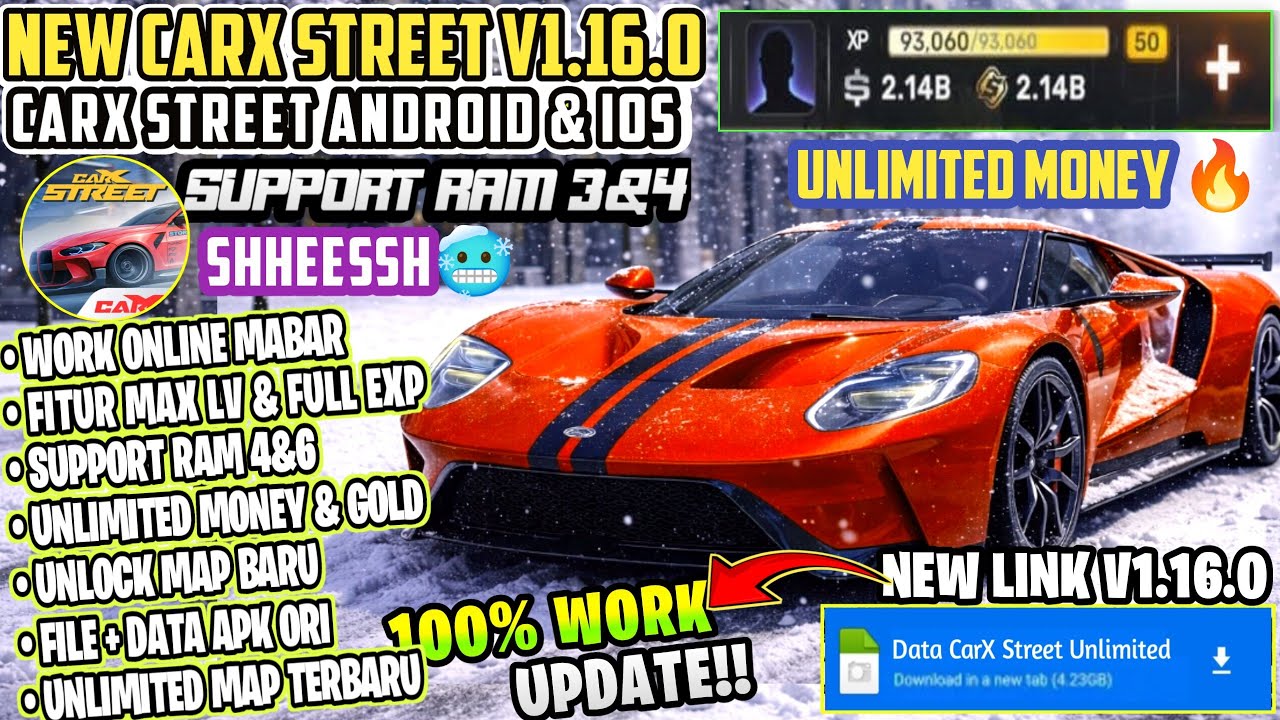 Update!! CarX Street MOD APK v.1.16.0 Gameplay - Unlimited Money Gold & Premium Car Anti Ban 2026