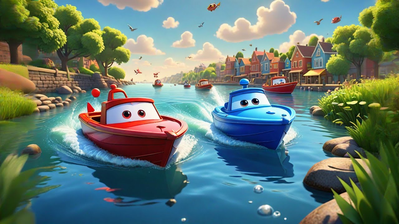 Four Toy Boats Sail Down the Stream | Gentle Kids Song | Nursery Rhymes and Baby Songs