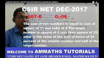 CSIR NET DEC-2017  SET-B Q.NO-8 MATHEMATICS ANSWER KEY (PART-A)