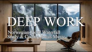 Deep Work | Norwegian Fjord Waterfall Workspace – Study & Coding Focus Music screenshot 2