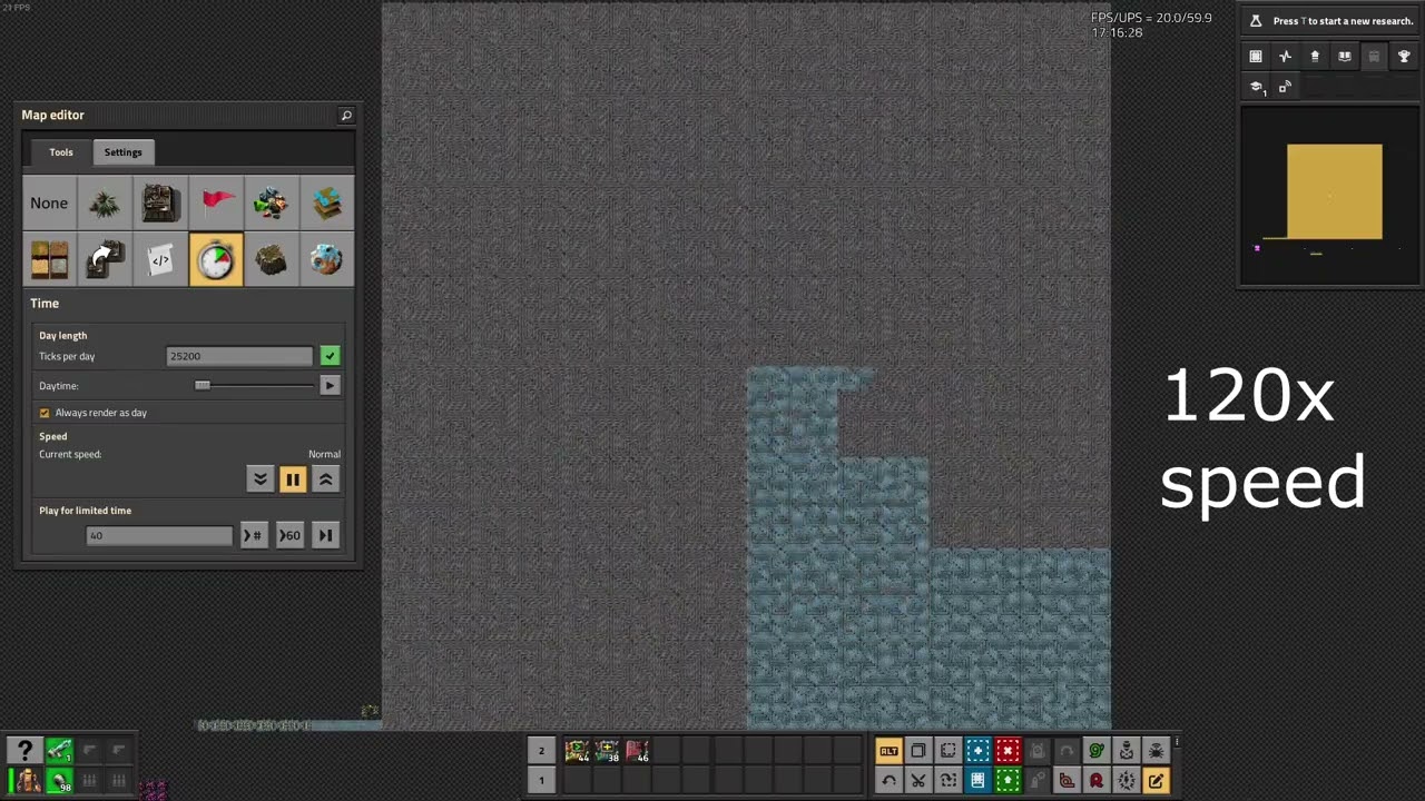 Factorio Hilbert curve timelapse