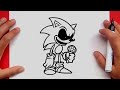 How to draw sonic.exe 3.0 too slow encore | Drawing Sonic in the Friday Night Funkin style