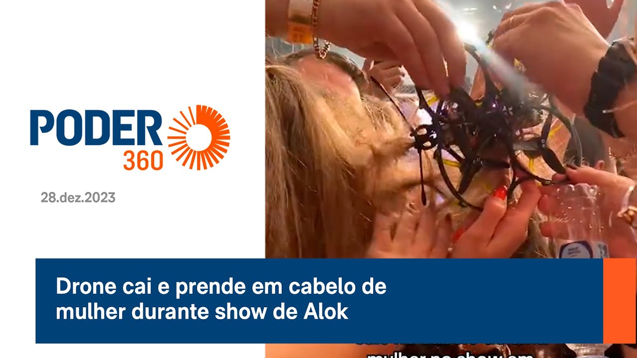 Drone cai e prende em cabelo de mulher durante show de Alok
