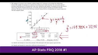 AP Stats FRQ 2018 #1 Walkthrough Linear Regression