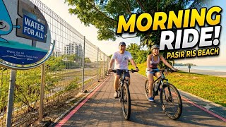 EXPLORING PASIR RIS BEACH ON BIKES ☀️ | Scenic Morning Cycling Vlog