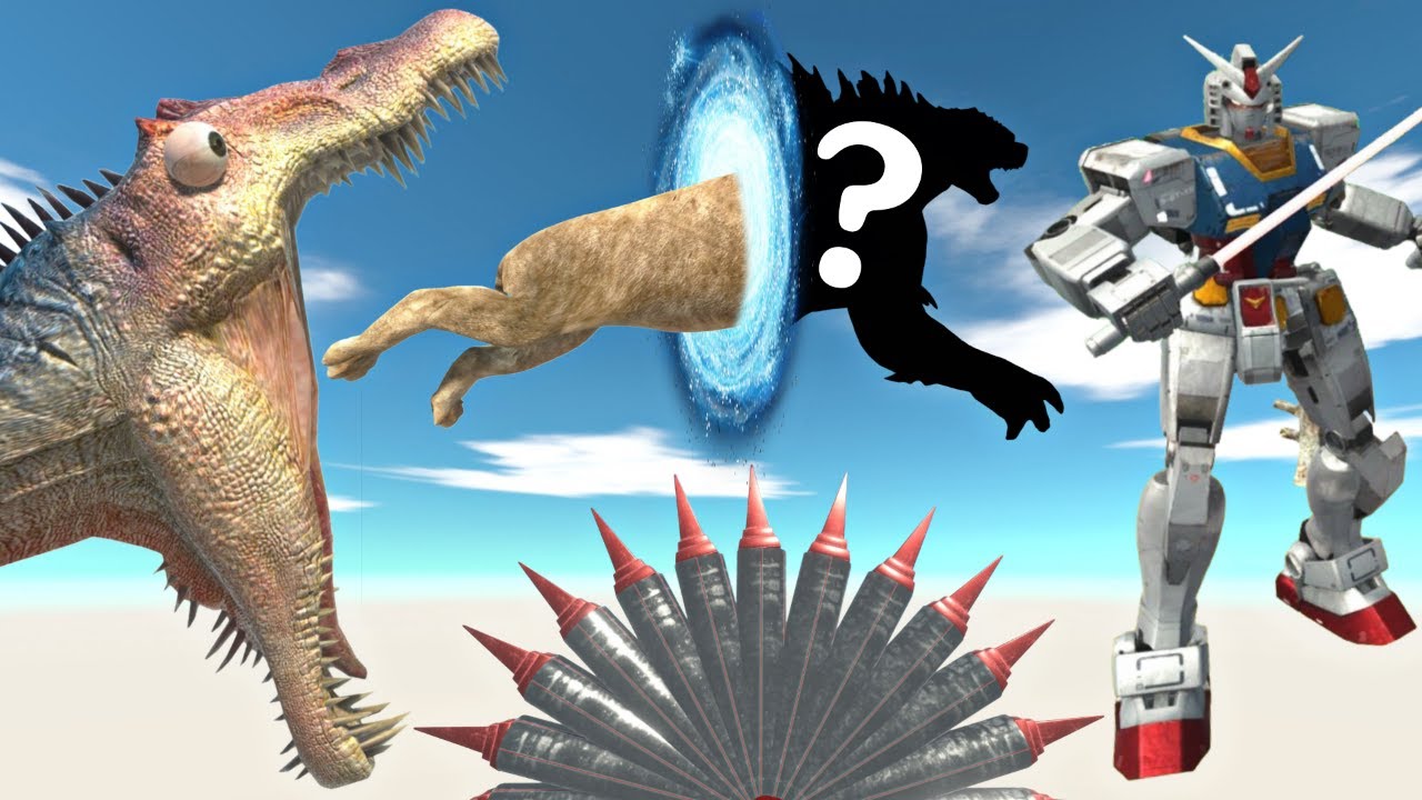 Cross the Spinning Blade Trap to Transform into Kaiju vs Gundam RX - Animal Revolt Battle Simulator