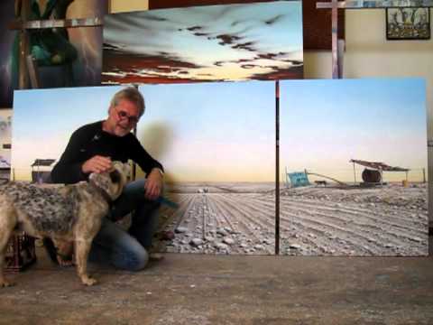"Dogs on the Fence Line" new Murray triptych - featuring in John Murray Art Gallery for ARTtober