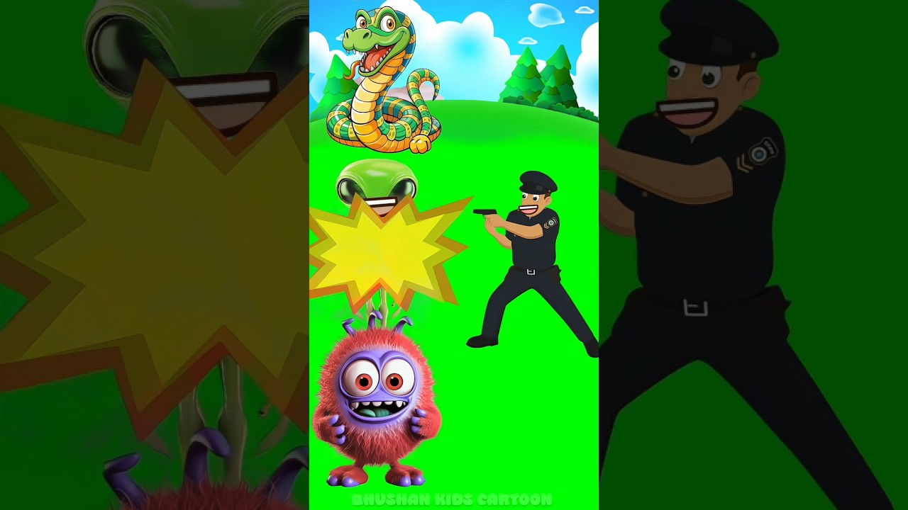 Funny Alien vs Police Showdown! Snake Surprise & Furry Monster Fun | Kids Cartoon Short