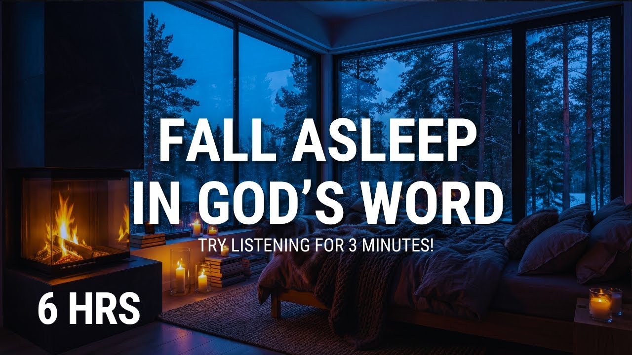 Fall Asleep FAST in God’s Word (No Ads) | Soaking Psalm Scriptures + Fireplace for Deep Sleep