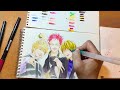 Tombow ABTでヒプマイ波羅夷空却役の2人の似顔絵描いてみた。