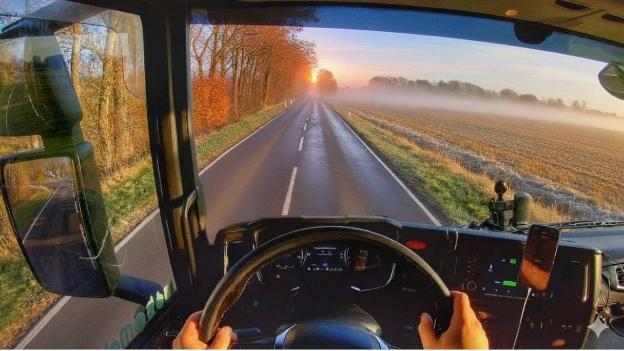 Autumn Morning Truck Drive in Germany | From Highway to Countryside (POV)
