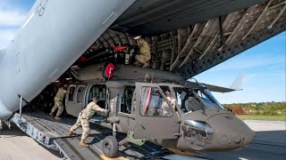 Loading Tens of Tons of Blackhawk Helicopters Inside the C-17 Globemaster III