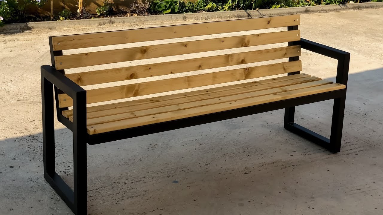 Modern Outdoor Bench |steel  wood|  Making Modern Outdoor Bench DIY  Garden Bench with LED Lights
