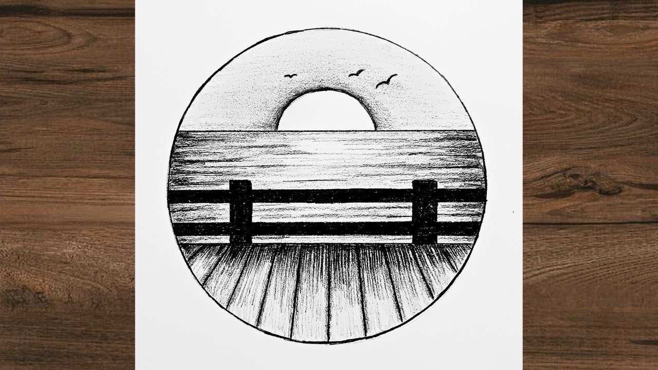 How to draw a CIRCLE SCENERY drawing │ EASY drawing tutorial for ...