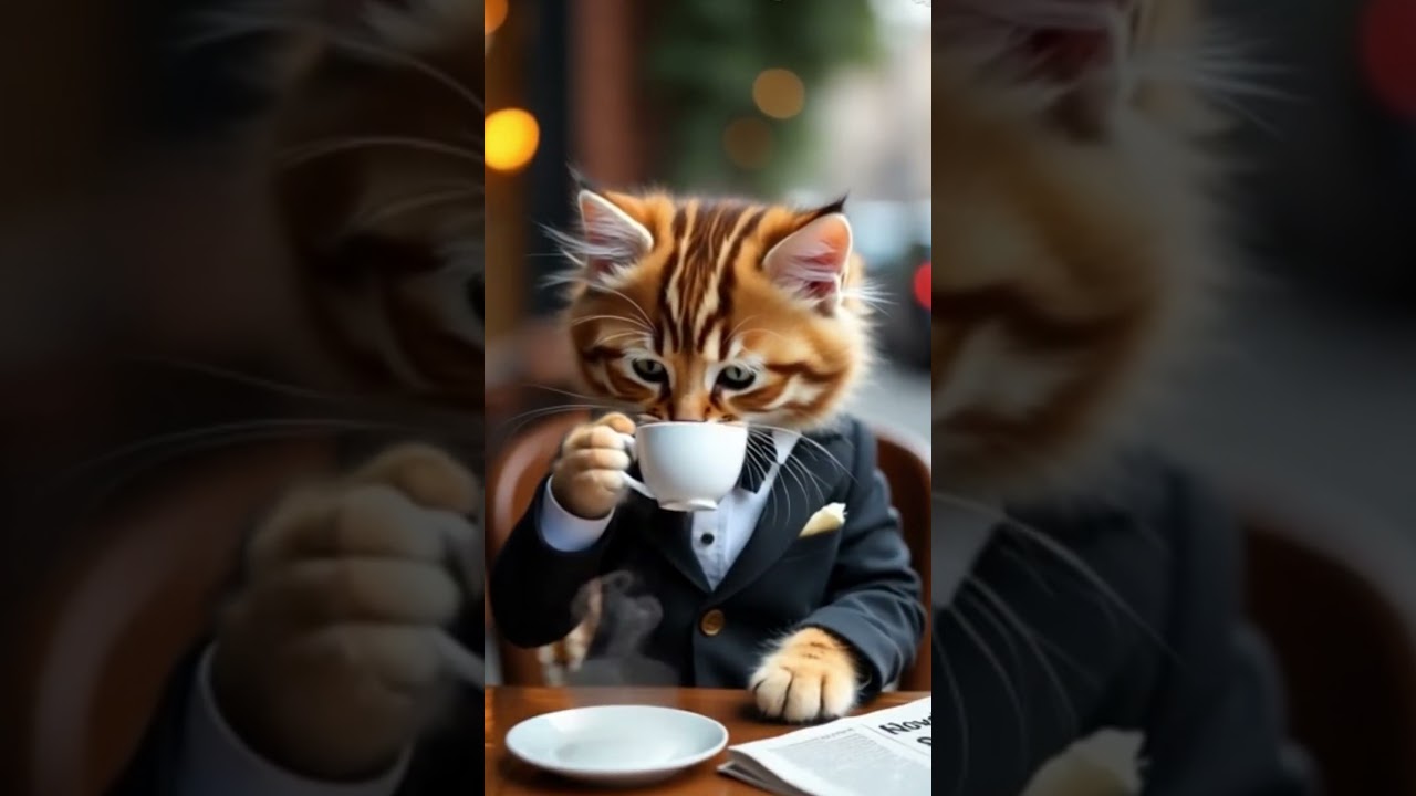 Gentleman Kitten Enjoying a Cup of Tea ☕🐱 | The Classiest Cat Ever!