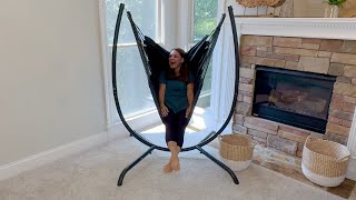 SUNCREAT Patio Swing Chair with Stand, Heavy Duty Hanging Chair, 330 lbs Capacity, Dark Gray